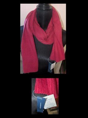 NWT LANDS END Cozy Yarn Ribbed Scarf - Dark Pink - Womens One Size